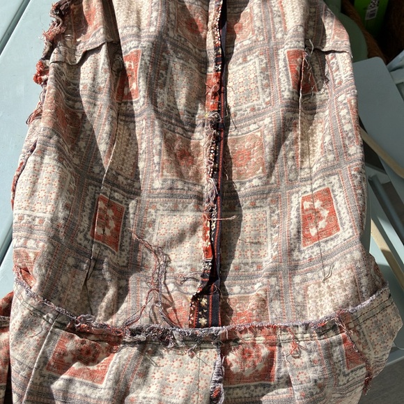 Vintage 60s 70s Brown and Black Geometric Trippy Hippie Patchwork Romper - Picture 6 of 7